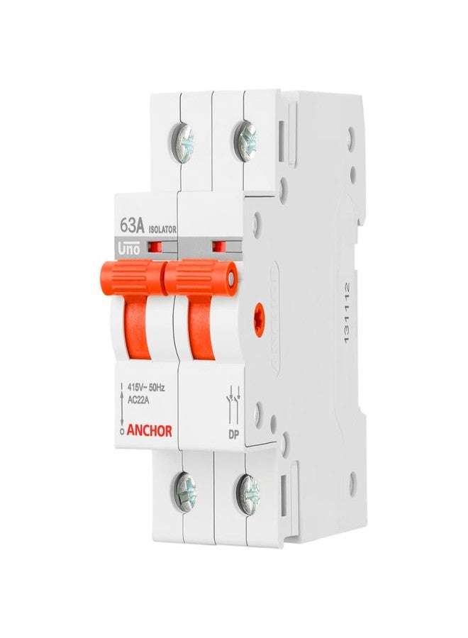Anchor by Panasonic UNO Polycarbonate Series 63Amps Dual Pole Isolator (White) - Image 2